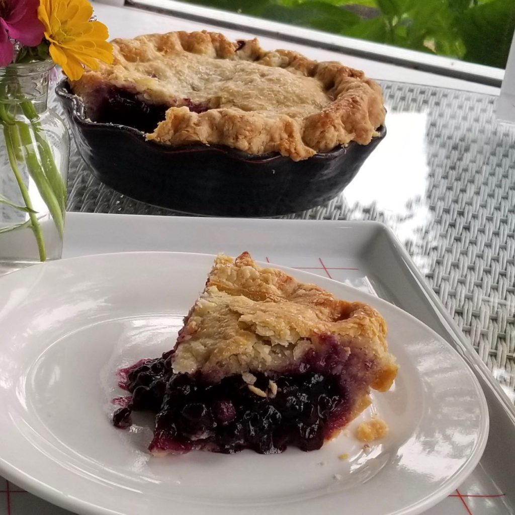 Maine blueberry pie with honest to God a crust from out of this world.